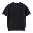 thumbnail image 3 of Hearthz Shirts for Men Short Sleeve Rib Knit Mens Crew Neck Shirts Summer Fall Textured Knit Streetwear Athletic Fit T-Shirt Men Black L, 3 of 6