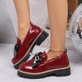 thumbnail image 2 of DeHolifer Women's Bowknot Thick Sole Loafers,Casual Round Toe Patent Leather Chunky Slip-on Shoes for Office Business Work, 2 of 8