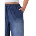 thumbnail image 5 of DARING DIVA Women's Plus Chambray Baggy Fit Jeans Denim Pants with Pockets 2X Black Blue, 5 of 5