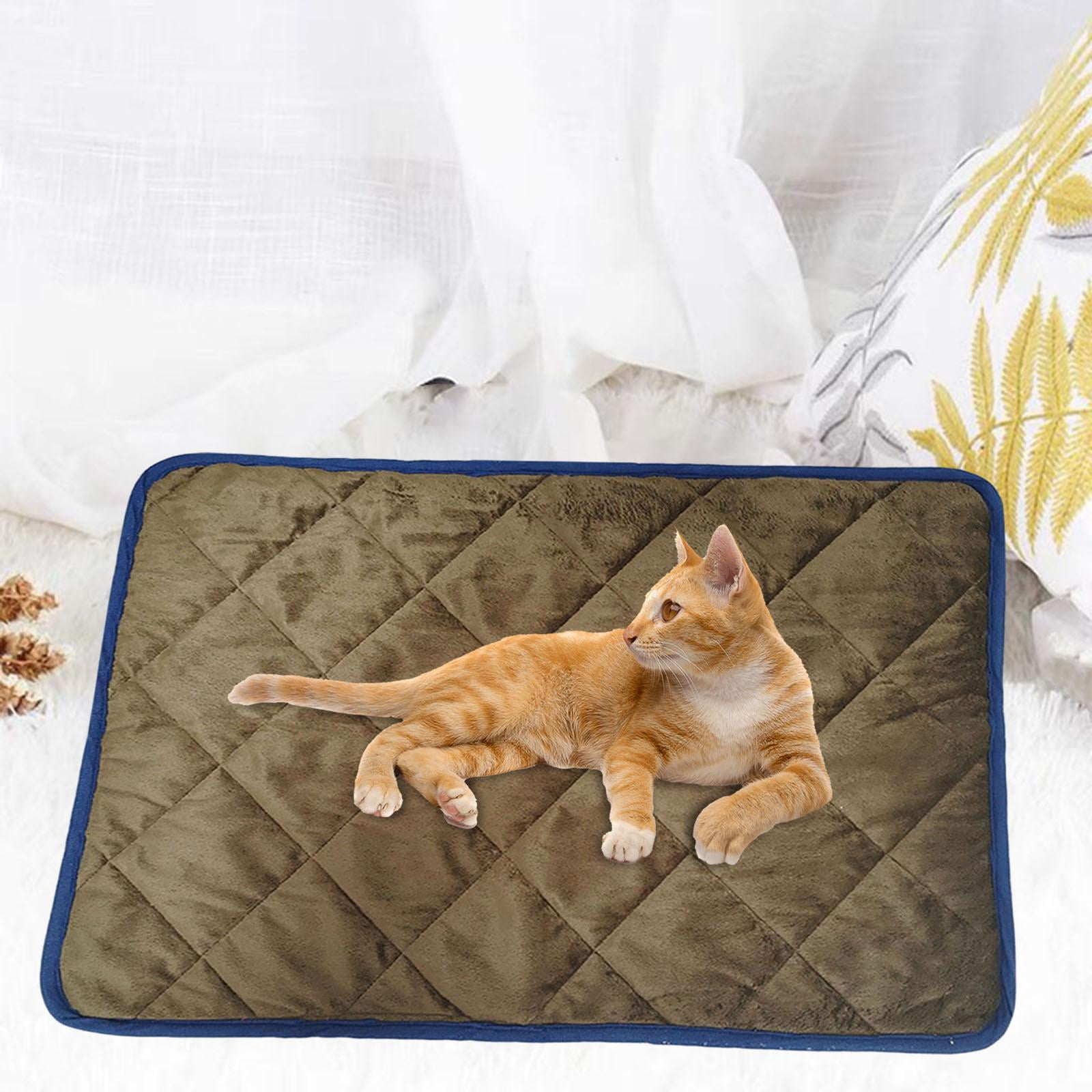 Self Heating Pets Pad Dogs Cat Cage Washable Non Slip Bottom Sleeping Mat Soft Self Warming Mat for Outdoor Kitty Animals Home Bedroom Coffee 40x50cm