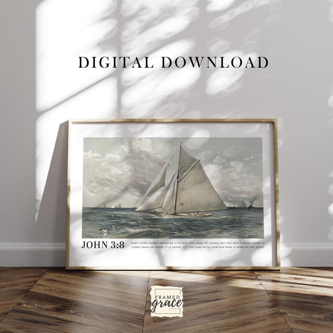 Sailboat Seascape Spiritual Christian Poster Unframed Paper Print
