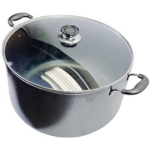 30 QT Non-Stick Dutch Oven Stockpot Pasta Cooking Pot, Glass Lid Double Handles
