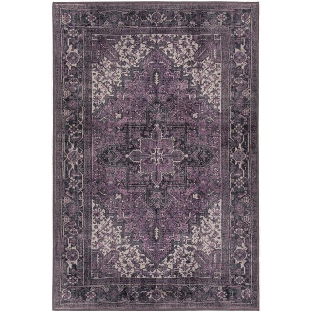 HomeRoots 491869 5 x 8 ft. Purple Oriental Distressed Non Skid Rectangle Area Rug