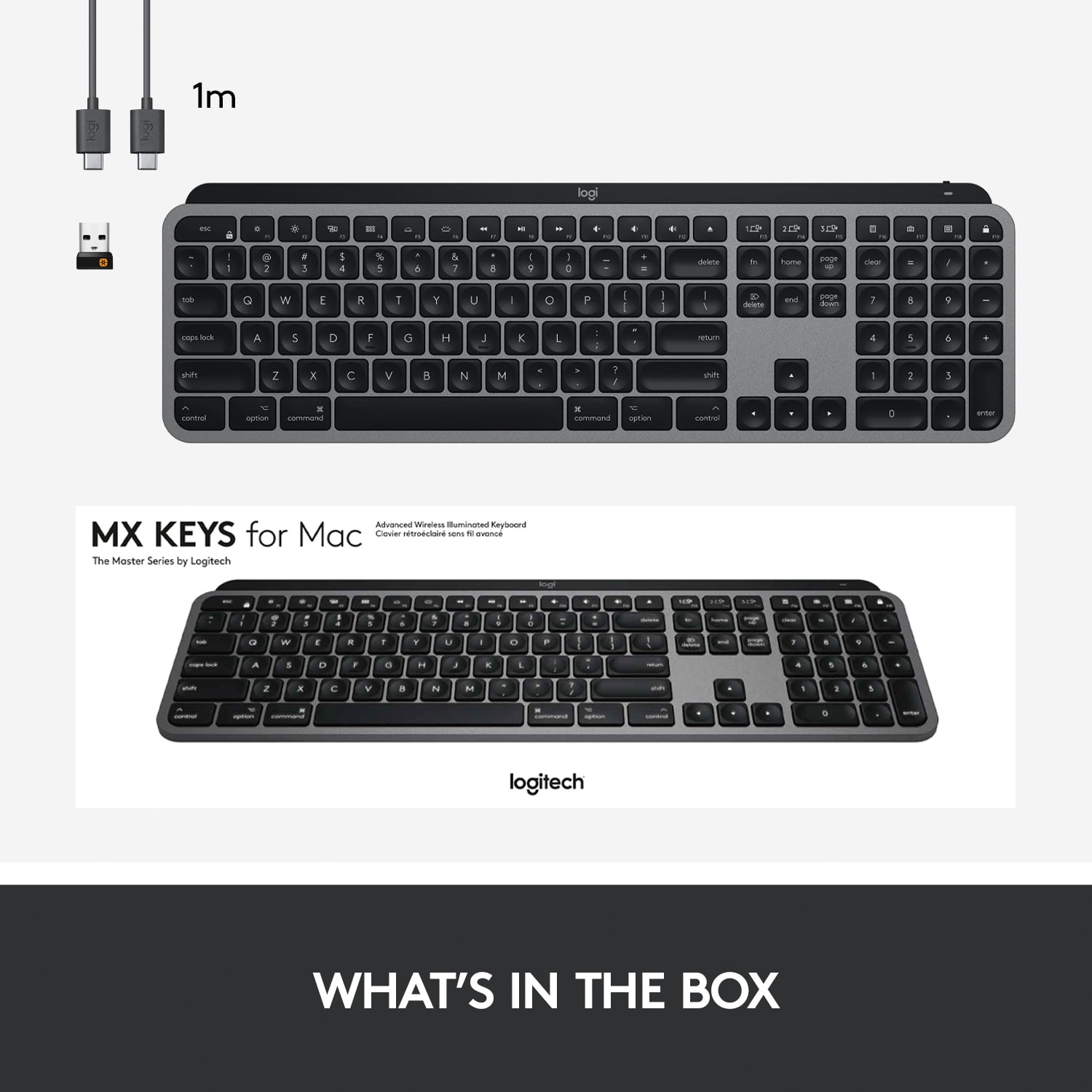 Logitech MX Keys Advanced Wireless Illuminated Keyboard for Mac, Backlit  LED Keys, Bluetooth,USB-C, MacBook Pro,Macbook Air,iMac, iPad Compatible,  