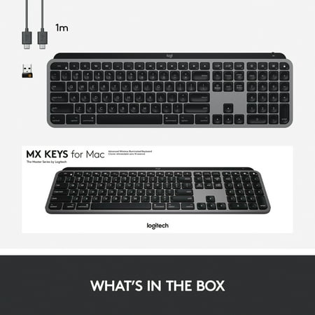 Logitech - MX Keys Full-size Wireless Bluetooth Membrane Keyboard for Mac with Smart Illumination - Space Gray