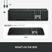 Logitech MX Keys Advanced Wireless Illuminated Keyboard for Mac, Backlit LED Keys, Bluetooth,USB-C, MacBook Pro,Macbook Air,iMac, iPad Compatible, Metal Build - Space Gray