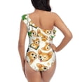 thumbnail image 5 of Gukieu Cute Puppy Print One-shoulder Ruffled One-piece Swimsuit with Removable Chest Pads and Tummy-control Swimsuit for Women-Large, 5 of 6