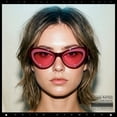 thumbnail image 4 of SA106 Womens Mod Chunky Thick Plastic Vintage Cat Eye Sunglasses - Pink Burgundy Frame / Pink Lens, 4 of 7