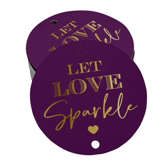 Inkdotpot Pack Of 50 Real Gold Foil Paper Tags Let Love Sparkle Wedding Favor Hang Tags