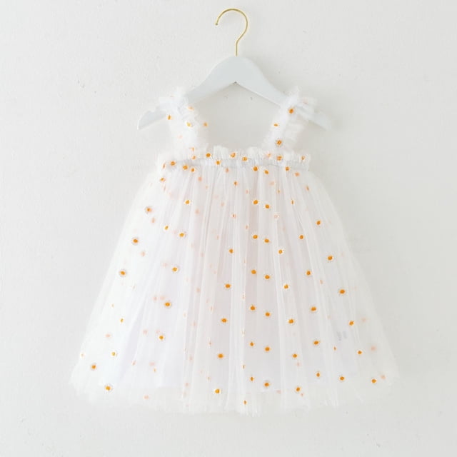 Robe d'Été Sans Manches pour Filles Petites Filles Robes Filles Robe en Tulle 3-4 Ans