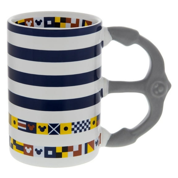 Disney Parks Mickey Icon Nautical Striped Coffee Mug New