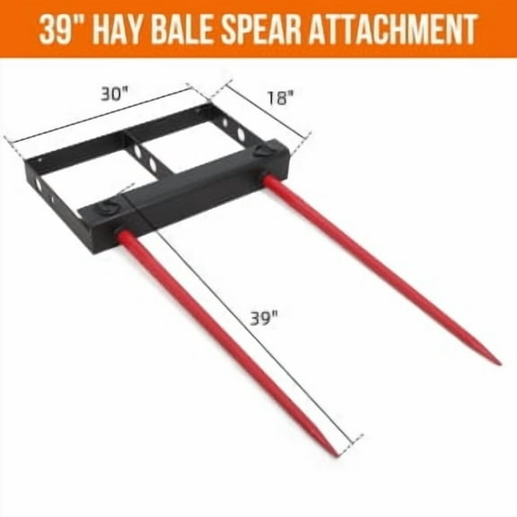 Acekid Hay Spear 39Inch, 4000lbs Capacity, Skid Steer Loader Tractor Bucket Attachment, Quick Attach Spike Forks with 2 Spears