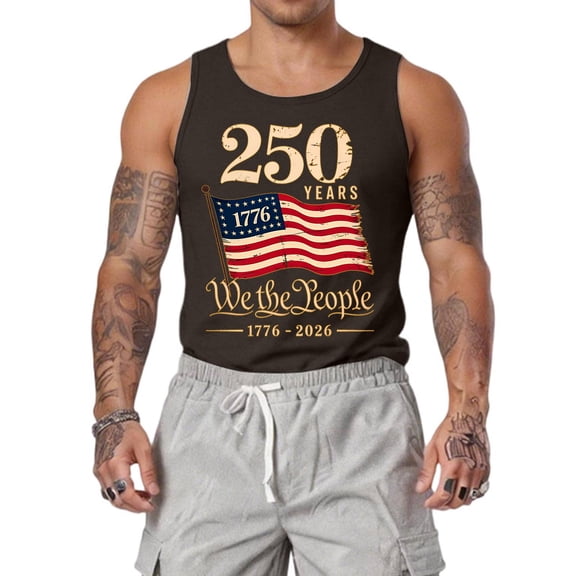250th Anniversary American American Flag Tank Tops 4th of July Shirts Muscle Sleeveless Tops 1776- 2026 Patriotic Memorial Day Tops Navy S