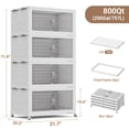 thumbnail image 3 of BROVIEW 800Qt Extra Large Stackable Storage Bins with Lid, Plastic Closet Organizer and Storage Drawer, Collapsible Storage Box with Wheels, Folding Storage Cabinet for Closet Organizing, 4Pack White, 3 of 9