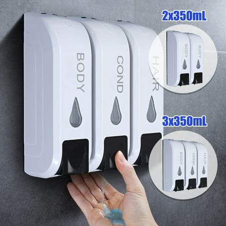 Zevro Wall Dispenser Set 350mL Wall Mounted Liquid Soap Dispenser Bathroom Shower Body Lotion Shampoo(3packs in one ) ()