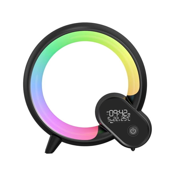 Luz de despertador inteligente LED, luz de noche RGB, luz de lectura de decoración, lámpara de mesa, luz de noche para dormitorio de hotel, dormitorio , negro