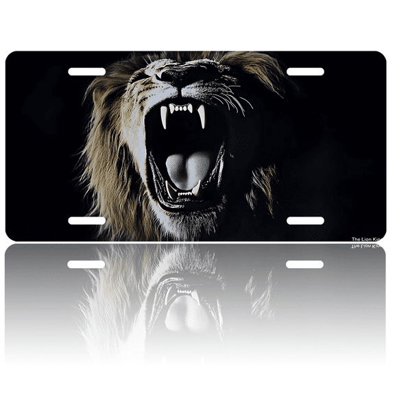 1 Pcs 2D Flat License Plate Covers & Frames, The Lion Kings For Decorative Front, Waterproof For Decoration Aluminum License Plate Covers & Frames Cover For Men Women, 12" X 6"