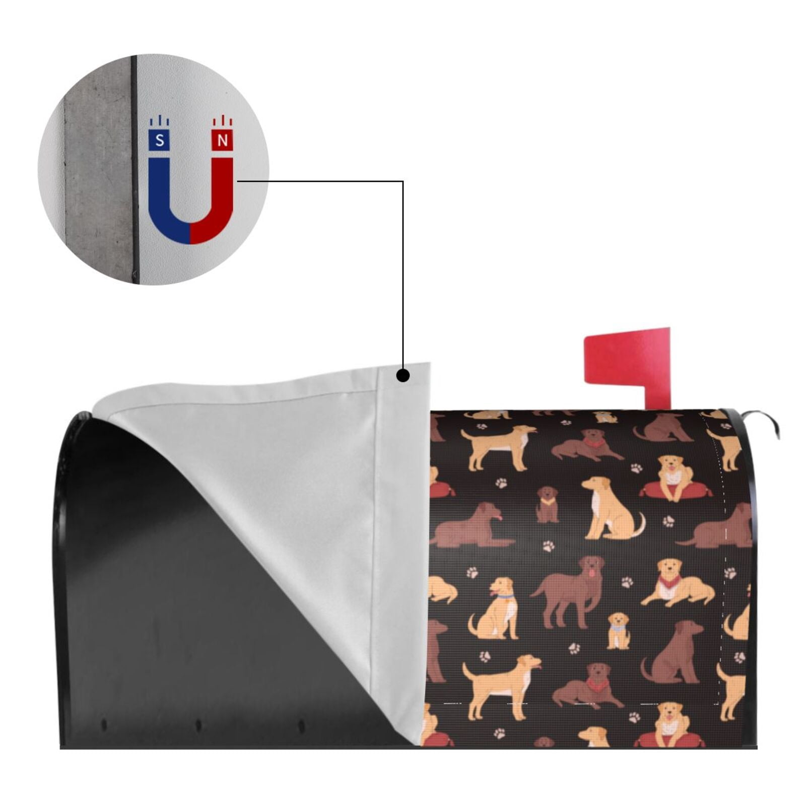 Xecao Labrador Retriever Dog for Mailbox Cover with Magnetic Strips, Waterproof and Sunscreen, Adds a Decorative Touch to Your Garden Yard.