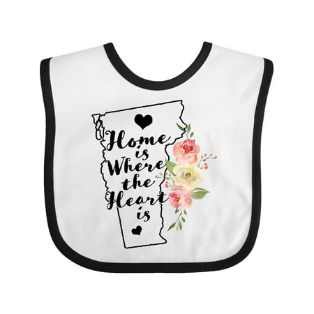 Inktastic Vermont Home is Where The Heart is with Watercolor Floral Infant Bib Female