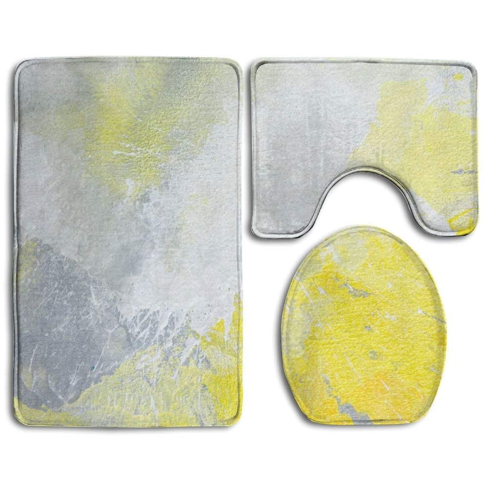 XDDJA Grey and Yellow Abstract Art Painting 9 Piece Bathroom Rugs Set Bath Rug Contour Mat and Toilet Lid Cover XDDJA Grey and Yellow Abstract Art Painting 9 Piece Bathroom Rugs Set Bath Rug Contour Mat and Toilet Lid Cover