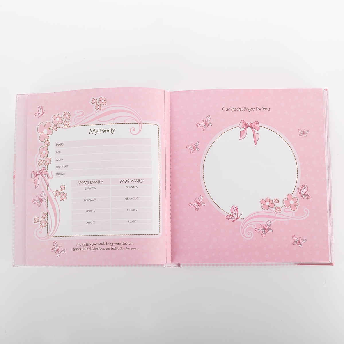 Christian Art Gifts Girl Baby Book of Memories Pink Keepsake Photo Album, Our Baby Girl Memory Book with Bible Verses, The First Year
