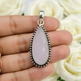 thumbnail image 2 of SATYAVIE JEWELLERY Retro Design Handmade Natural Rose Quartz Gemstone Pendant | Solid 925 Sterling Silver Pendant for Women | Unique Artisan Jewelry | Gift for Mom & Girlfriend, 2 of 6