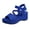 Blue, variant on Rokment Womens Bow Platform Wedge Dressy Sandals Fashion Casual Leather Open Toe Ankle Strap Chunky Heeled Dress Summer Shoes for Bride Wedding Business Black Size 6