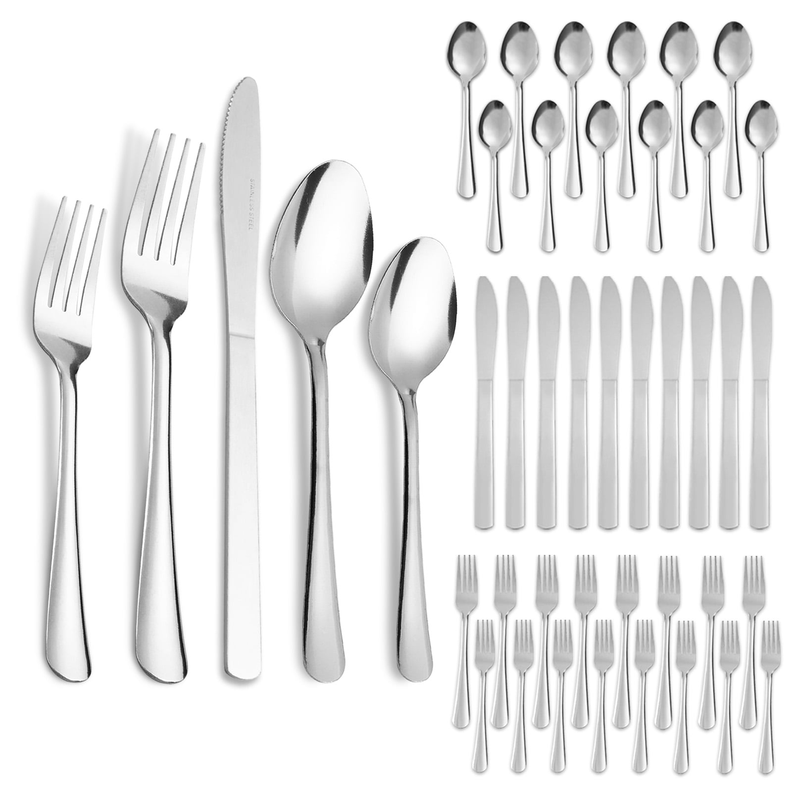 Kitchentrend Windsor Stainless Steel 60-Piece Flatware Set for 12 - Service for Home or Restaurant