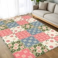 thumbnail image 4 of 5x7 Area Rugs, Japanese Style Non-Skid Rubber Backing Large Rectangle Rugs - Living Room Bedroom Home Office, Colorful Patchwork Flowers Leaves Plaid Indoor Floor Mat Carpets Washable Rug, 4 of 9