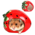 thumbnail image 1 of Hamster Cave Cartoon Cute Strawberry Ceramic Hamster House Small Animal Nest, 1 of 10