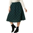 thumbnail image 4 of Agnes Orinda Women's Plus Size A Line Knee Length Flare Plaid Two Piece Skirts 3X Red Dark Blue/Green, 4 of 6