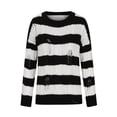 thumbnail image 4 of WFJCJPAF Clearance! Cardigan Sweaters for Women with Pockets,Women's Round Neck Knitted Shirt With Stripe Pullover Casual Mid Length Sweater - Black XL, 4 of 6