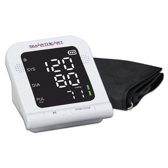 Monitor de presión arterial SmartHeart | Brazalete de amplio rango para la parte superior del brazo | Instrucciones y resultados audibles en inglés y español para personas con discapacidad visual | Me