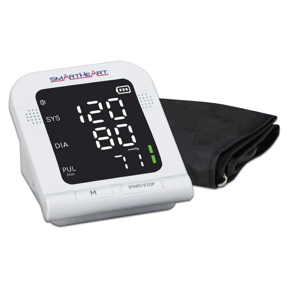 Monitor de presión arterial SmartHeart | Brazalete de amplio rango para la parte superior del brazo | Instrucciones y resultados audibles en inglés y español para personas con discapacidad visual | Me
