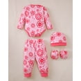 thumbnail image 6 of KIMI BEAR Newborn Baby Girls Layette Set 4 Packs Winter Clothes Outfits Long Sleeves Romper Top Pants Gloves Hats 16 Piece Essentials Accessories Clothing Gift Sets Pink NB, 6 of 9