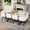 White,Wood + Seats 8 + MDF,PU, variant on 9-Piece Square Dining Table Set, Fixed White Faux Marble & Wood Grain Triamine Tabletop with 8 Black PU Leather Chairs, Modern Kitchen Table Set for 8 People, Ideal for Family Gatherings, Dining Room