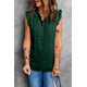thumbnail image 3 of ABPHQTO Camiseta sin mangas de lunares con volantes y cuello vuelto verde para mujer, 3 of 5