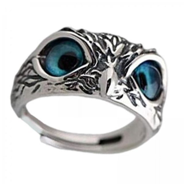 2x Anillos de Búho de Ojo de Demonio Anillo Abierto de Animal Anillo de Declaración Anillos de Animales para Hombres Mujeres Adolescentes Niñas 2 piezas