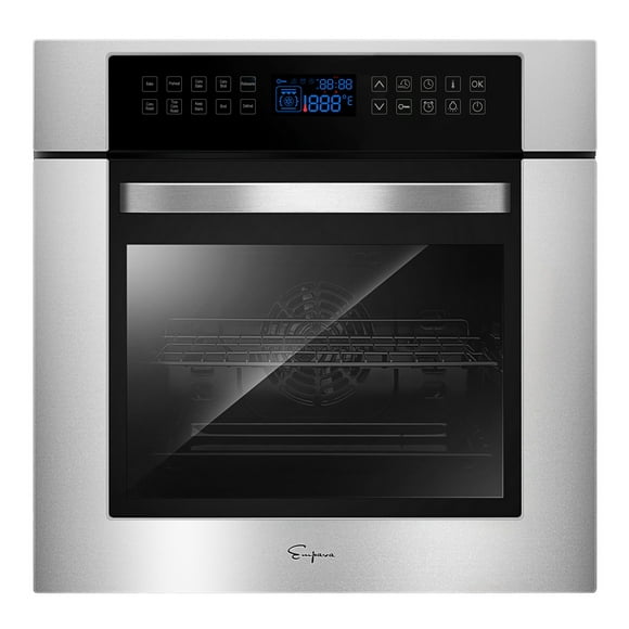 Empava 24" Electric Convection Single Wall Oven 10 Cooking Functions Deluxe 360° ROTISSERIE with Sensitive Touch Control in Stainless Steel