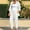 White, variant on Women Summer Solid Color Casual Cotton And Linen Short Sleeve Round Neck Lapel Long Sleeved Shirt And Loose Wide Leg Pants Suit Black XXXXXL