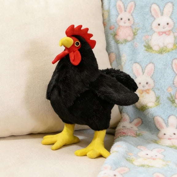 Realistic Rooster Plush Large Stuffed Animal With Red Comb For Farm Themed Decor & Comfort(Black-20Cm)