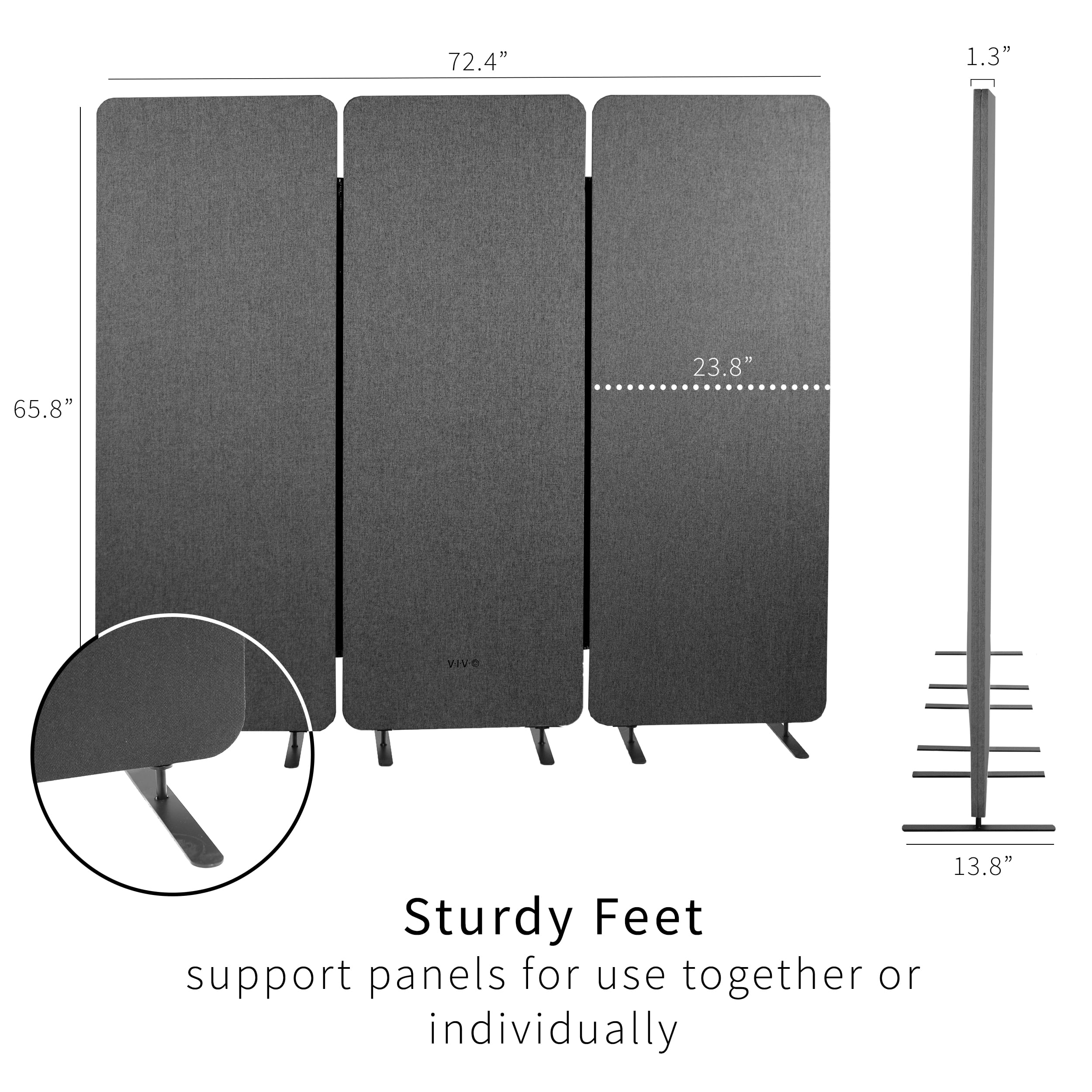 VIVO Dark Gray 72 x 66 inch Privacy Panel Office Partition, Cubicle Room Divider