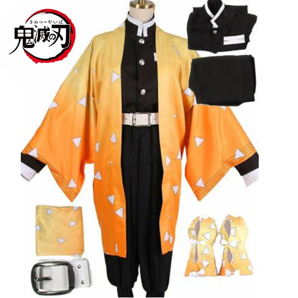 Agatsuma Zenitsu Cosplay Kimono Costume for Kids Anime Demon Role Play