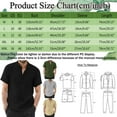 thumbnail image 3 of Mens T-shirts Men Spring And Summer Solid Color Casual Linen Stand Collar Plus Size Beach Vacation Short Sleeve Shirt Top Shirt And Set Men French Set 8 Casual Tee Full Sleeve Polyester Black XL, 3 of 5