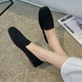 thumbnail image 4 of Fesfesfes Black Loafers for Women Round Toe Casual Comfortable Soft Sole Knit Breathable Shallow Mouth Shoes 38(6.5), 4 of 5