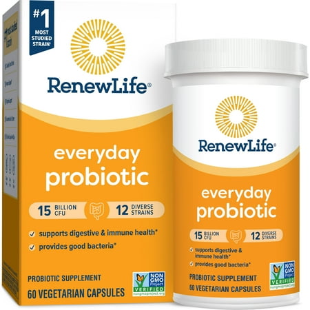 Renew Life Adult Everyday Probiotic Capsules, Unisex, 15 Billion CFU, 60 Count