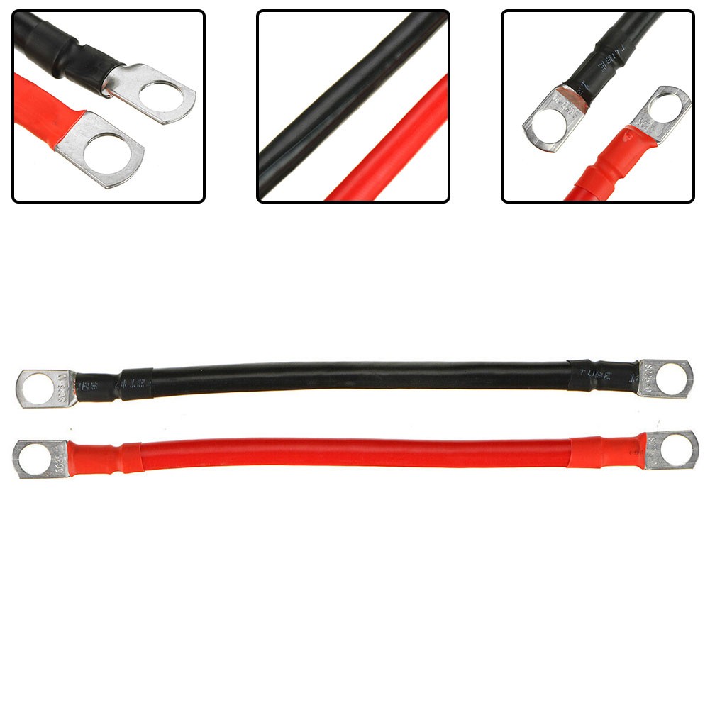 12V Battery Joiner Connector Lead – 100 Amp Cable With Lugs – Red & Black – 19cm (4 AWG)