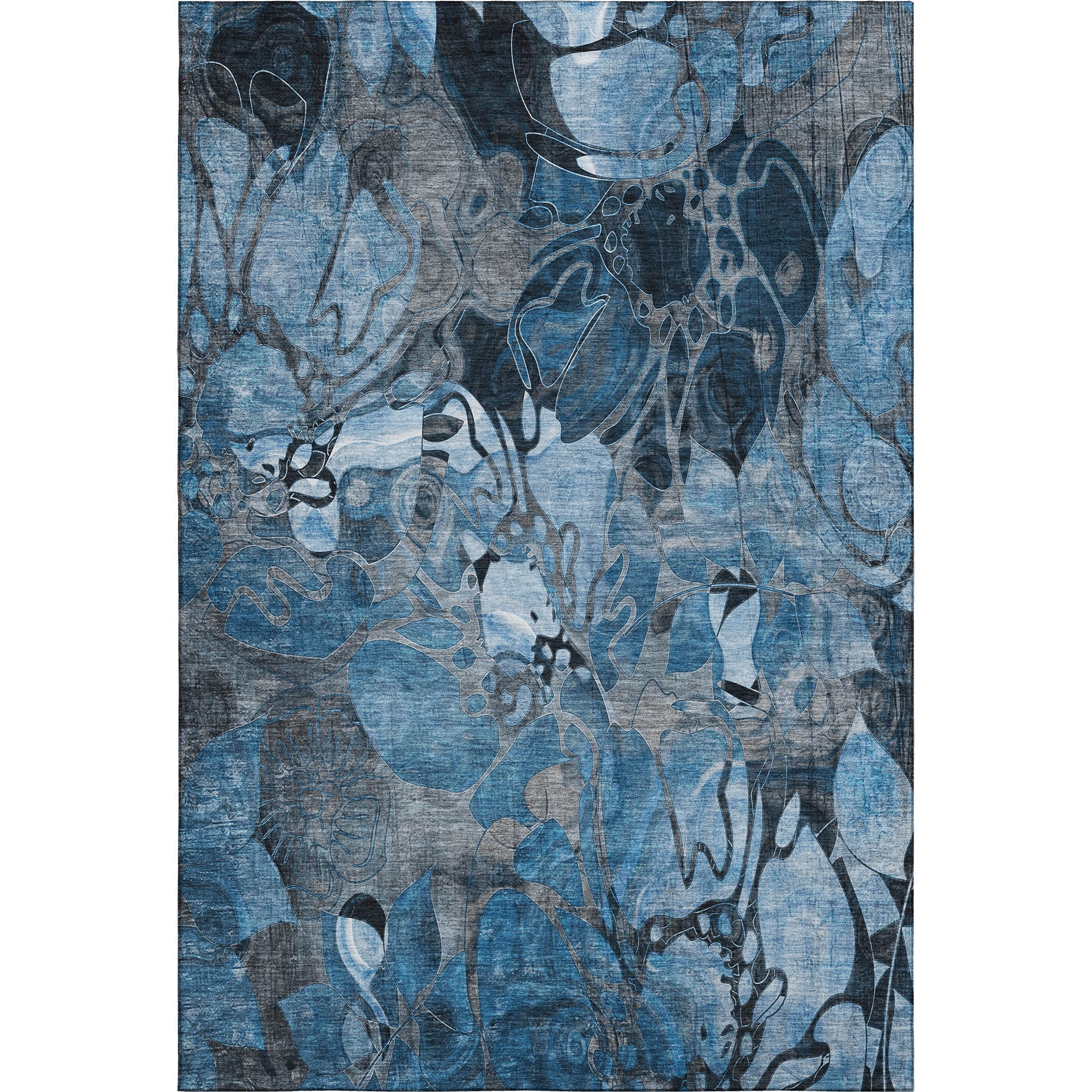 Addison Rugs Mayfield Washable Transitional Floral Blue Rectangle Rug, 5' x 7'6"