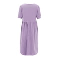 thumbnail image 5 of B91xZ Robes Grande Taille Printemps Été Mode Manches Bouffantes Robe à Volants Été Hiver Tenue de Plage, Violet m, 5 of 5