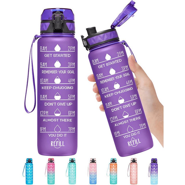 POFACT 32 oz Motivational Fitness Sports Water Bottle,1000ml with Time  Markers and Removable infuser…See more POFACT 32 oz Motivational Fitness  Sports
